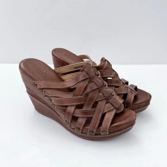 SOLD Bed Stu Gina Tan Rustic Genuine Leather Slides Heels Sandals Platforms 11 - Picture 5 of 9